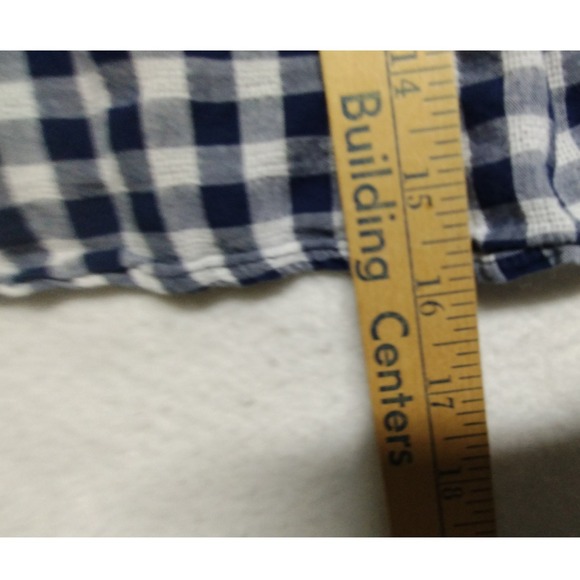 Blue Rain Cold Shoulder Top Ruffle Sleeve Blue & White Gingham Check Juniors XS - Picture 8 of 8